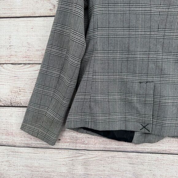 Premise One Button Blazer Jacket Women's‎ Size 4 Black/White Plaid - Picture 6 of 12